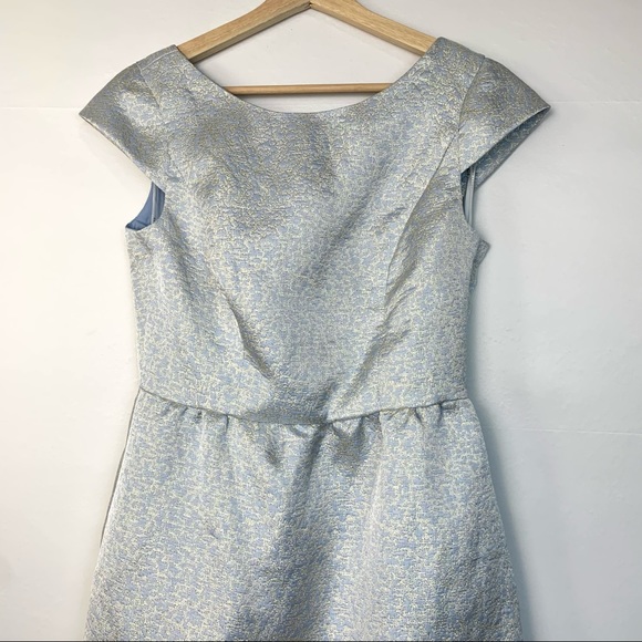 NWT Dessy Collection Bateau Neck Cap Sleeve Cocktail Dress Cloudy Gold 4 - Picture 8 of 13